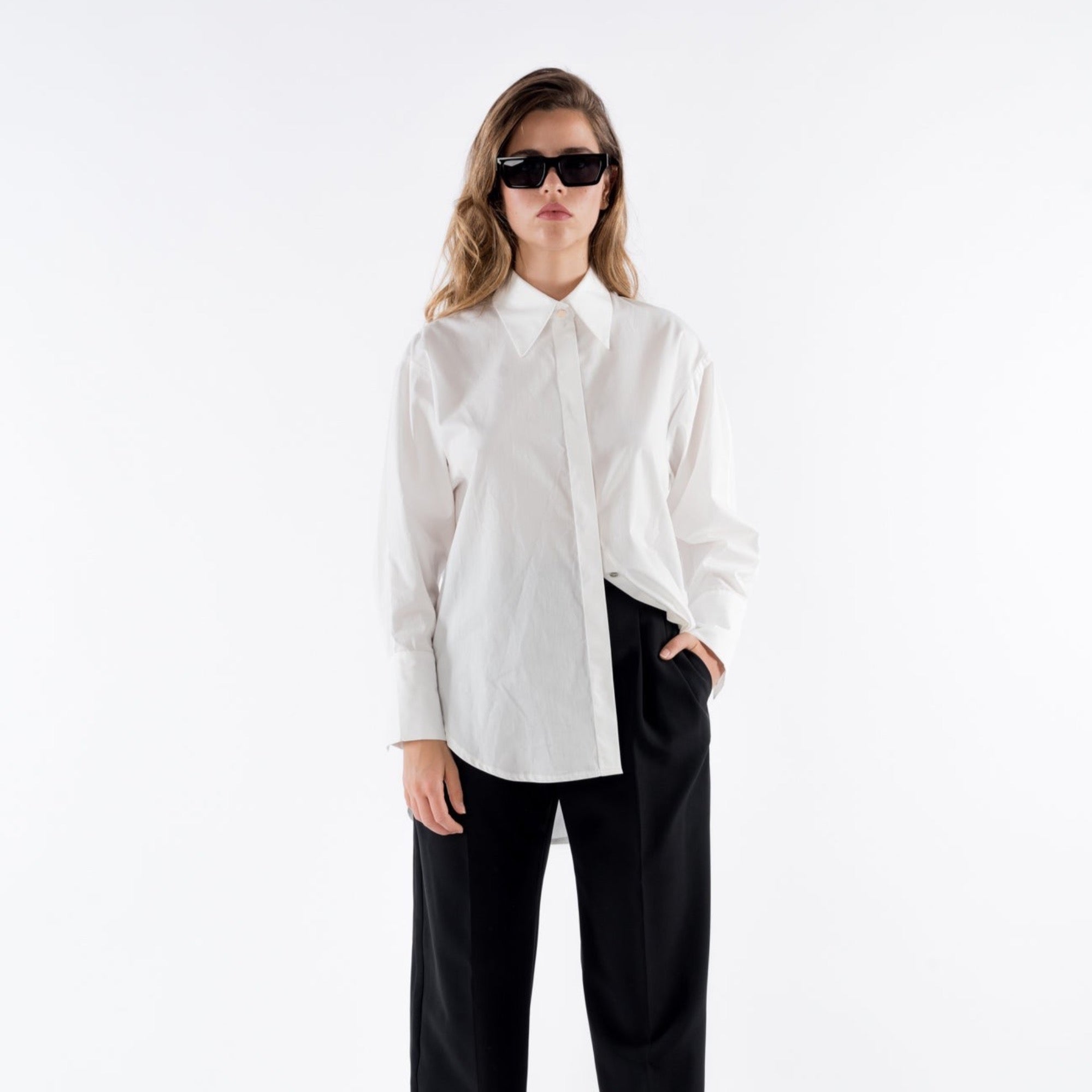 White cotton poplin shirt