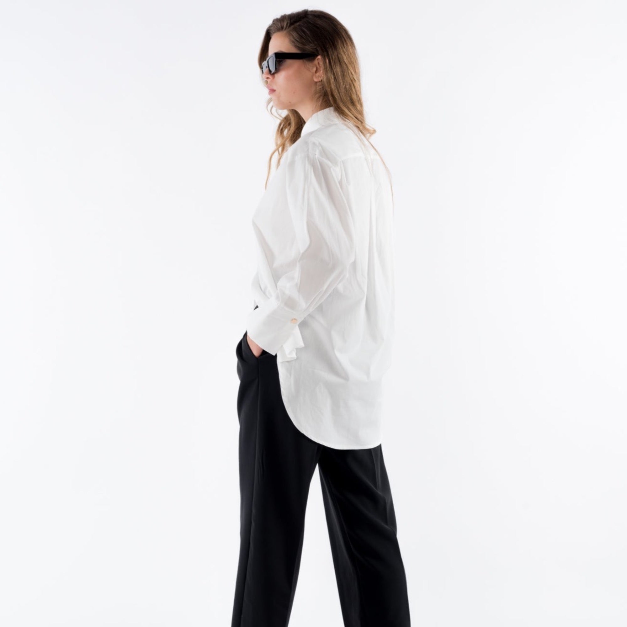 White cotton poplin shirt