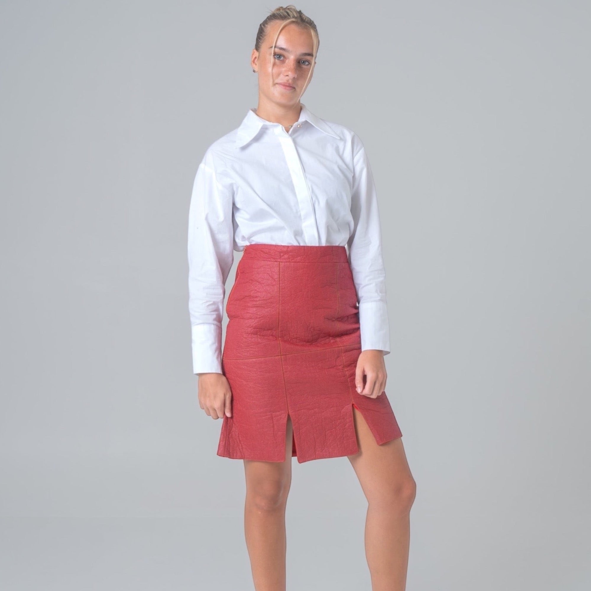 Burgundy piñatex skirt