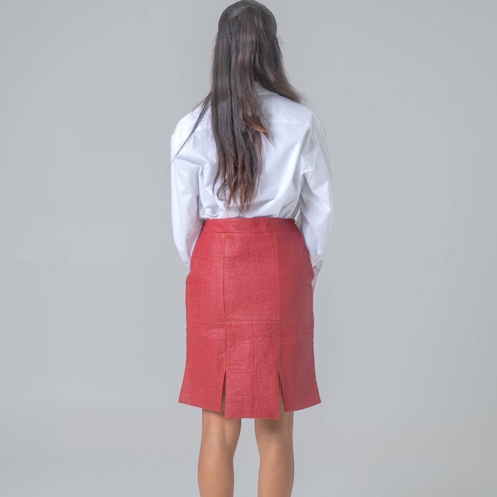 Burgundy piñatex skirt